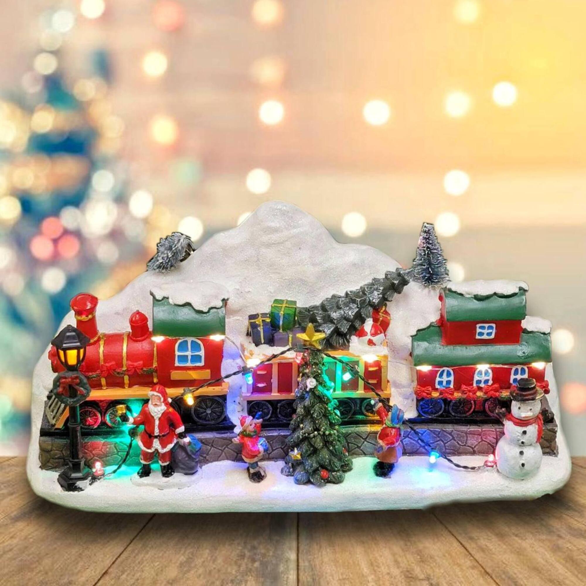 Wizardi 12" Christmas Village Train Tabletop Decoration